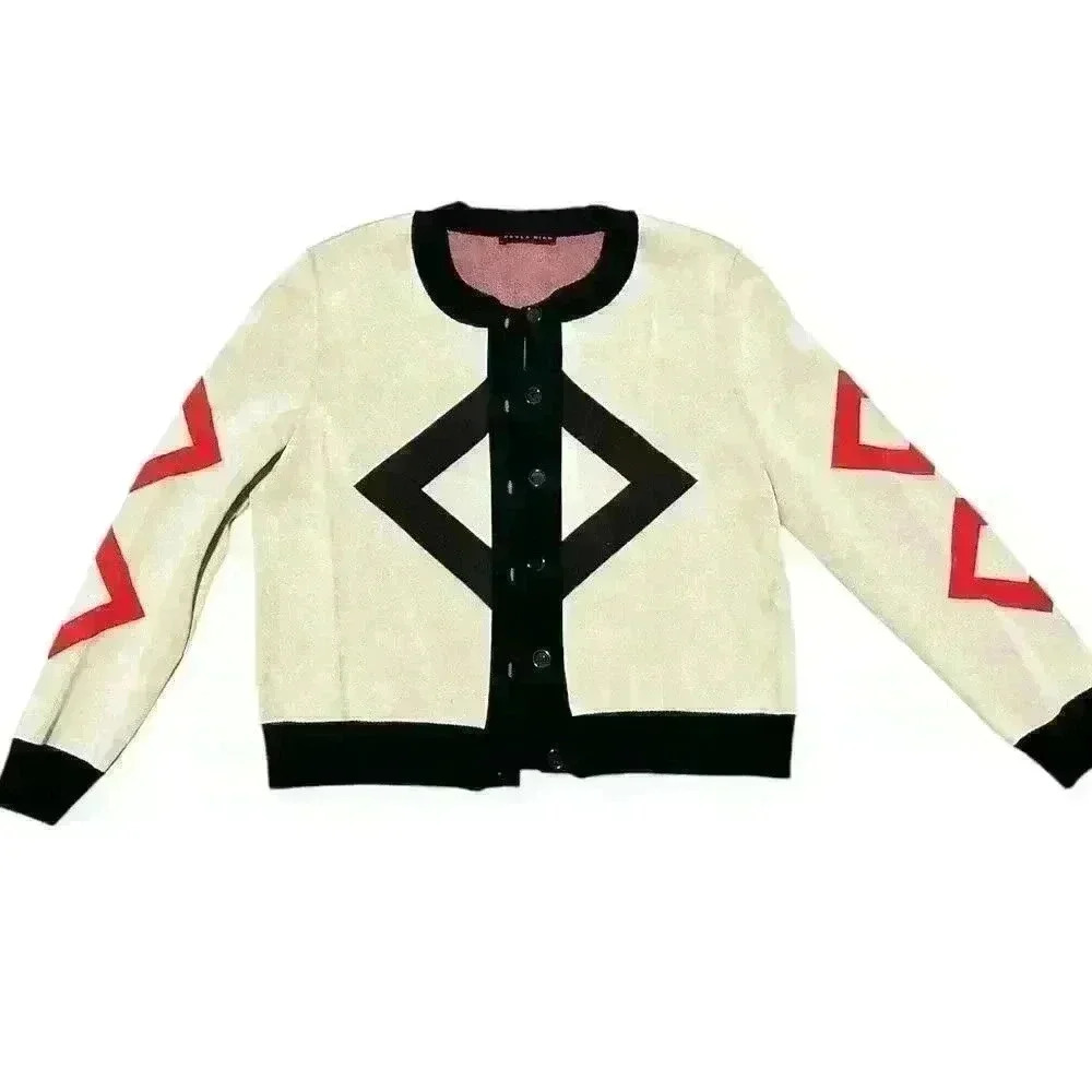 Paula Hain, Woman Knit Jacket, long sleeve, thick knit. Size S.